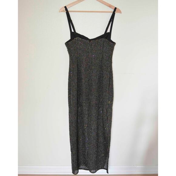 Liv Foster Spaghetti Strap Metallic Knit Formal Maxi Dress Size 8 - Picture 7 of 8